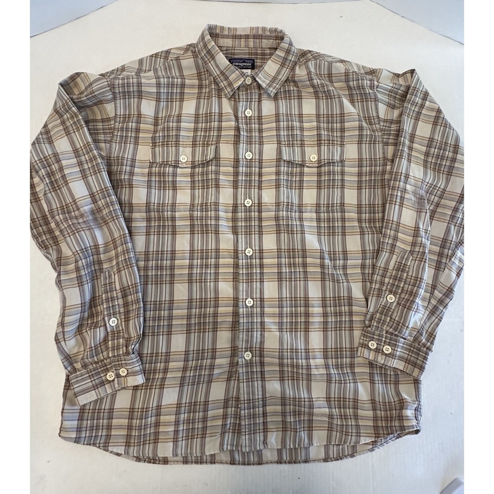 Patagonia Organic Cotton Plaid Long Sleeve Button Down Shirt Men's Size L